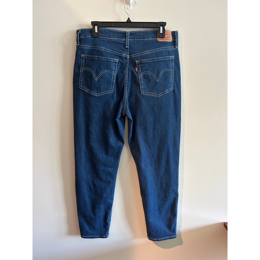 Levis Wedgie Straight Jeans Blue 31 High Rise Stretch Tapered Contrast Stitching - Picture 3 of 6